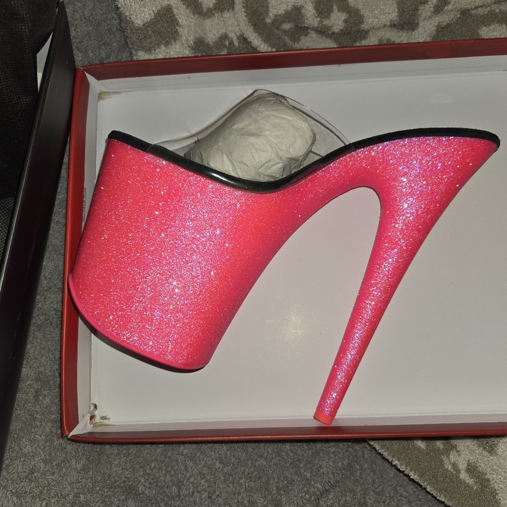 Pleaser Flamingo Glittery Pink UV reactive